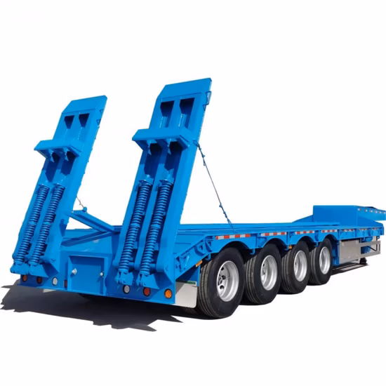Vendita calda 60 tonnellate semirimorchio ribassato collo di cigno estensibile 3 assi Lowboy Lowloader con rampa in acciaio qualità da esportazione