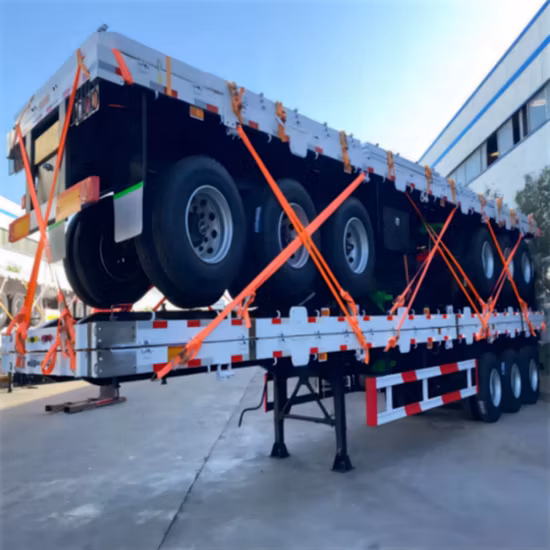 Rimorchio a pianale ribassato personalizzato da 20 piedi e 40 piedi a 3 assi, rimorchio per trasporto di carichi alla rinfusa, semirimorchio a pianale ribassato per consegna container con assi Fuwa